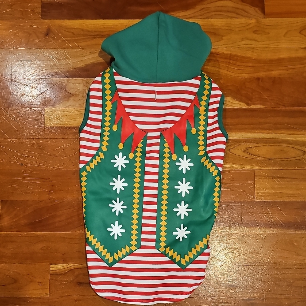 Festive Elf Costume for Dog - Green and Red